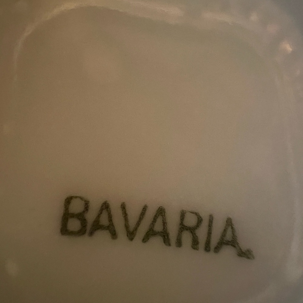 Bavaria red floral mums. Hand painted 12 inch platter. - Picture 3 of 4